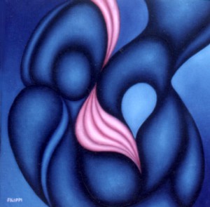 Blue and pink - 2000 - 50x50 cm - Olio su tela